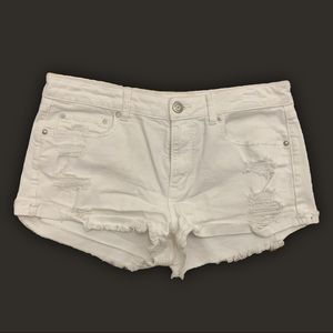 American Eagle White Distressed Jean Shorts